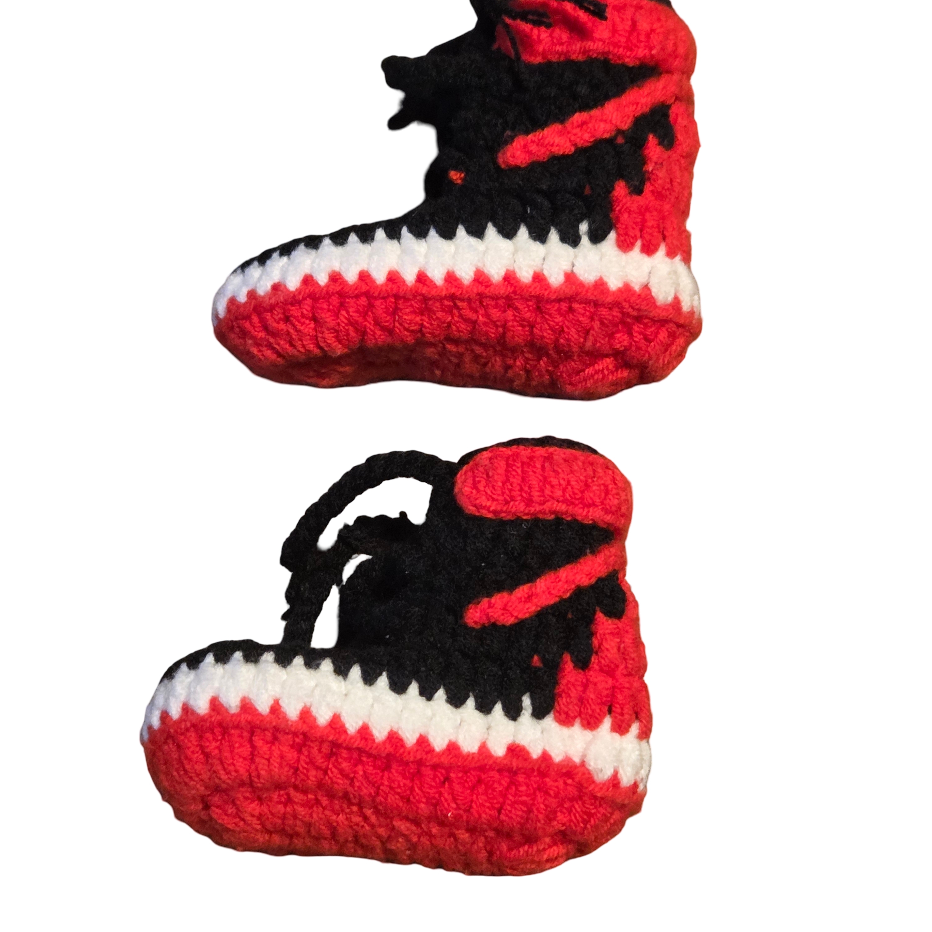 Handmade Red And Black Kids Booties